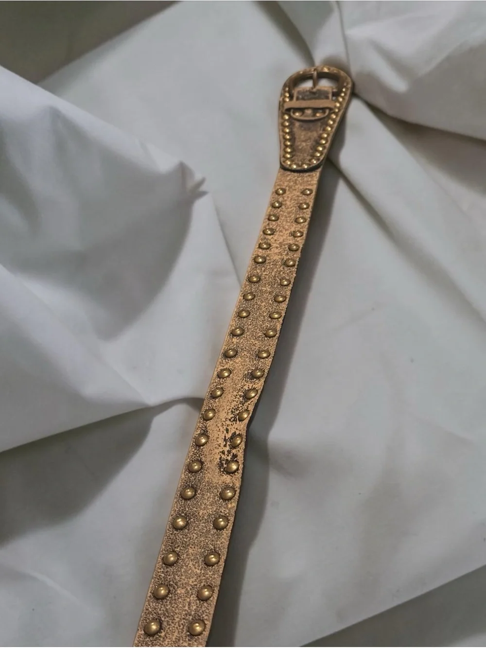 Studded Distressed Leather Belt in Black/Brown - Picture 3 of 4